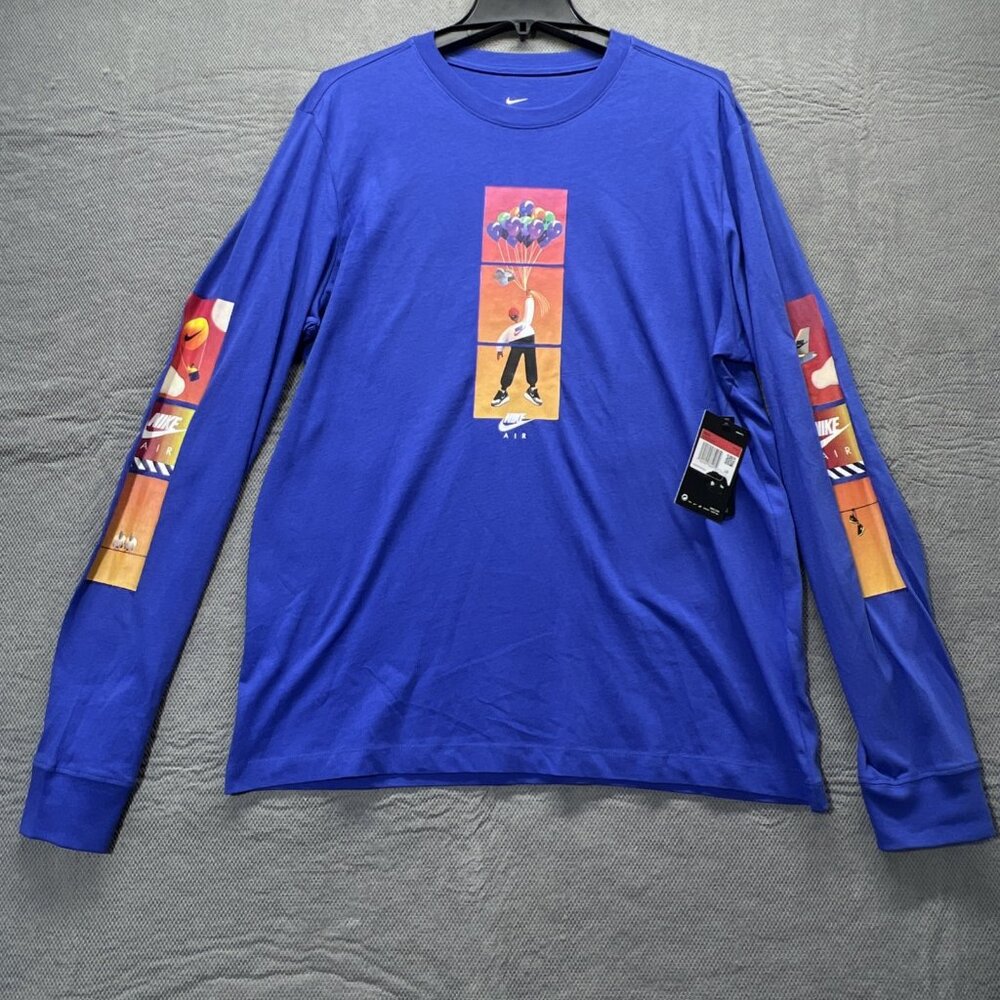 NIKE Air Max 1 Shirt Atmos Elephant Jade Balloons Long Sleeve‎ Large Blue
